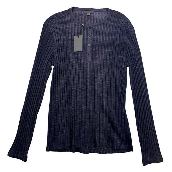 John Varvatos Other - John Varvatos Long Sleeve Ribbed Cotton Henley Tee Purple Size M